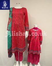 RAFIA Designer Ladies Shocking Pink Digital Print Kameez Suit