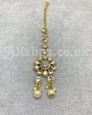 Gold Floral Stone Necklace Set - Silver