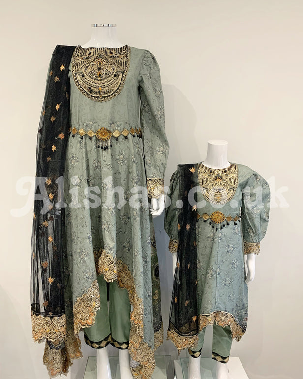 IVANA Ladies Designer Teal Paisley Deep Hem Lawn Suit