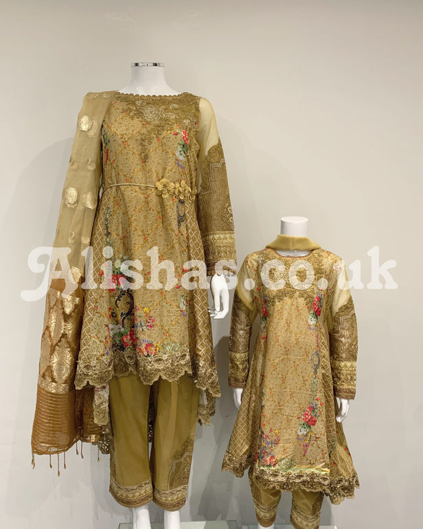 Gold Girls Designer Lawn Dress Suit