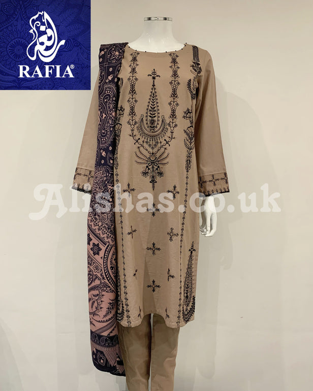 RAFIA Designer Biscuit Premium Khaddar Embroidered Kameez Suit