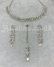 Silver Gem Loop Necklace Set