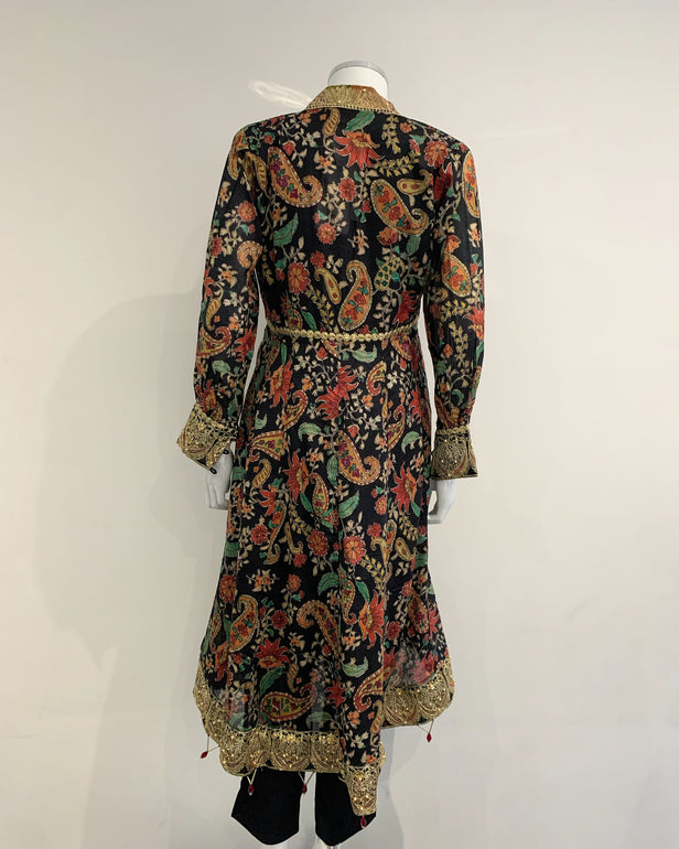 Festive Black Girls Jacket Fancy Embroidered Suit