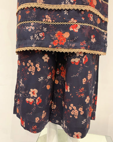 Simrans Black Dhanak Floral Print Palazzo Trouser Suit