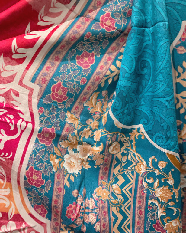 RAFIA Designer Cobalt Blue Premium Khaddar Embroidered Kameez Suit