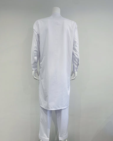 Mens Premium Al Qaisar Shalwar Kameez with Embroidery - White