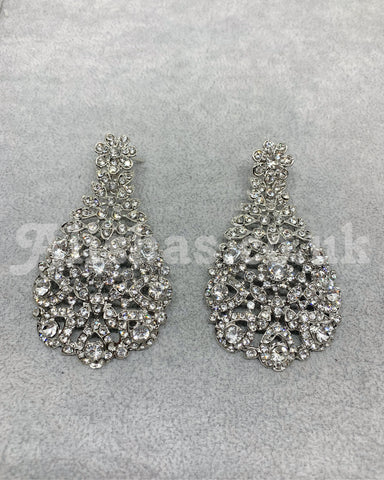 Silver Crystal Choker Necklace Set