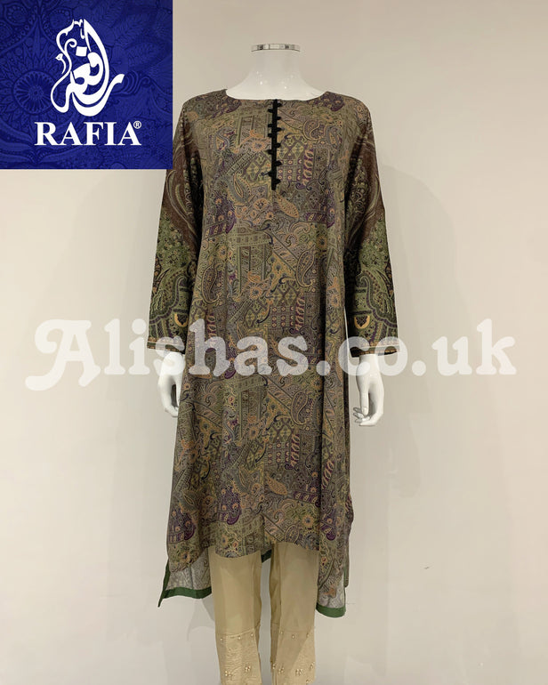RAFIA Designer Printed Baggy Hem Dress Kurta
