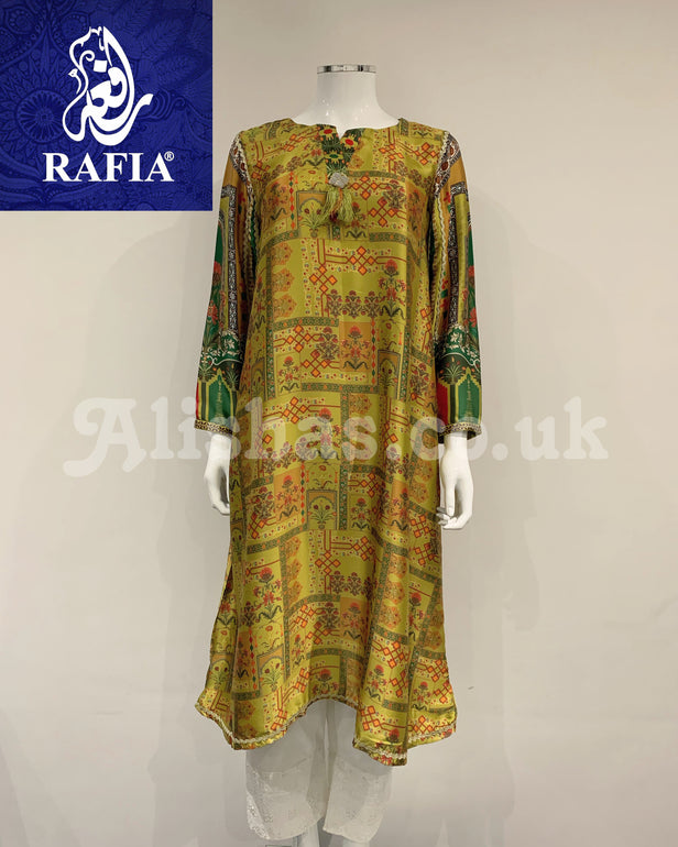 RAFIA Designer Spring Contrast Dress Digital Print Premium Silk Kurta