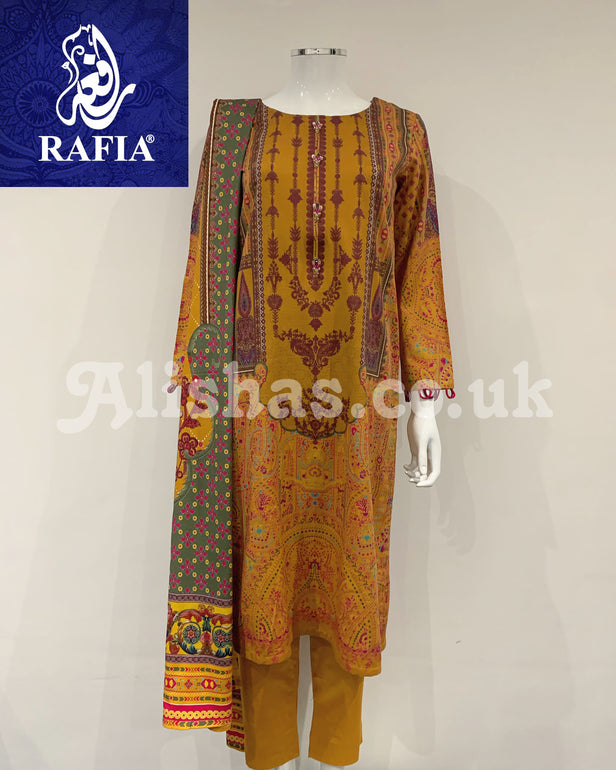 RAFIA Designer Premium Soft Khaddar Shawl Suit with Trousers and Shawl
