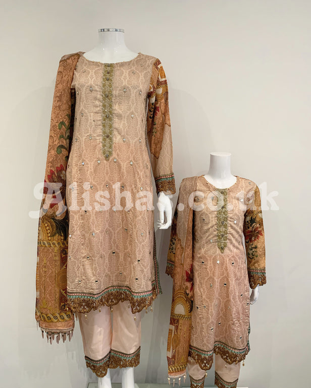 Ivana Designer Ladies Peach A Line Kameez Suit