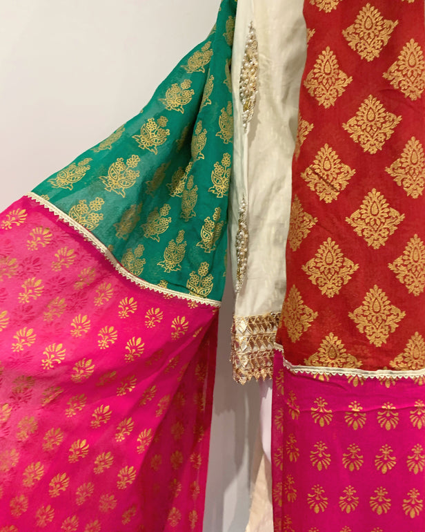 Simrans Multi Block Print Embellished Garara Suit