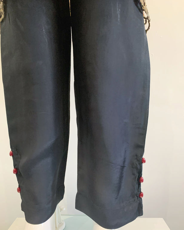 Premium Black Silk Girls Embezzled Frock Suit