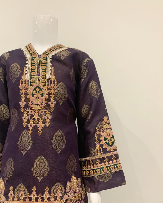 Aafreen Girls Premium Plum Fancy Jacquard Kameez Suit