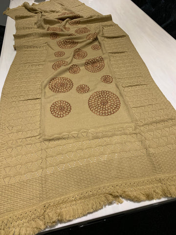 Wool Embroidered Shawl - Beige
