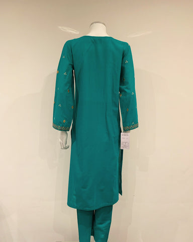 RAFIA Designer Sea Green Premium Khaddar Embroidered Kameez Suit