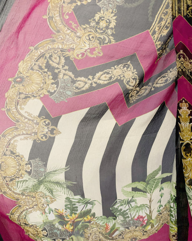 Digital Plum Lawn Kameez Garara Suit