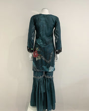Dharkan Teal Embroidered Kameez Lawn Suit