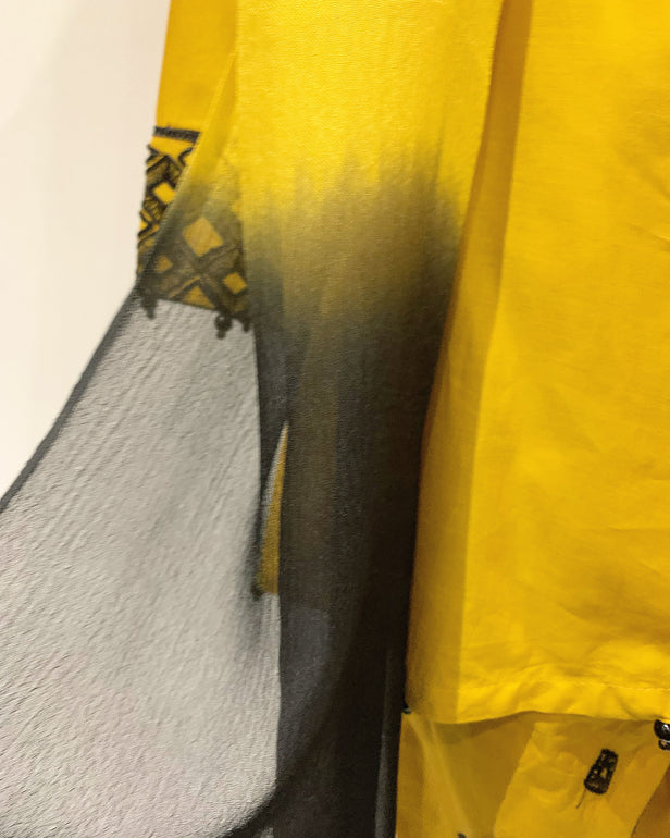 Simrans Mustard Girls Embroidered Peplum Suit