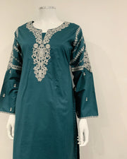 Simrans Teal Ladies Embroidered Kameez Suit