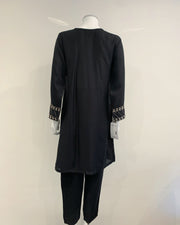RAFIA Designer Black Jacket Contrast Embroidered Suit