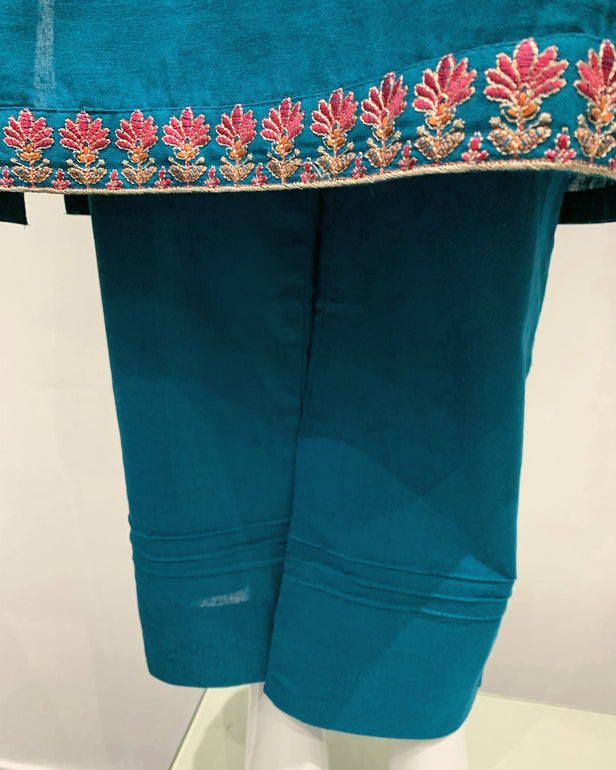 RAFIA Designer Cobalt Blue Premium Khaddar Embroidered Kameez Suit