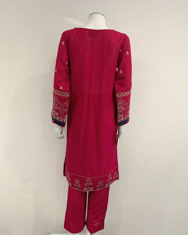 RAFIA Designer Pink Karandi Cotton Embroidered Suit