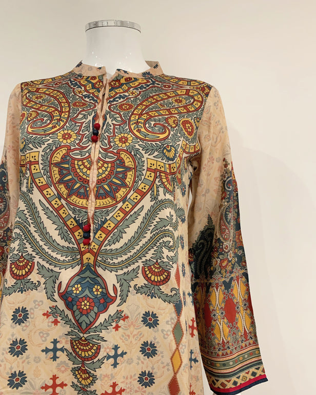 RAFIA Designer Beige Digital Print Viscose Suit