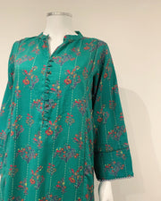 RAFIA Designer Sea Green Floral Linen Suit