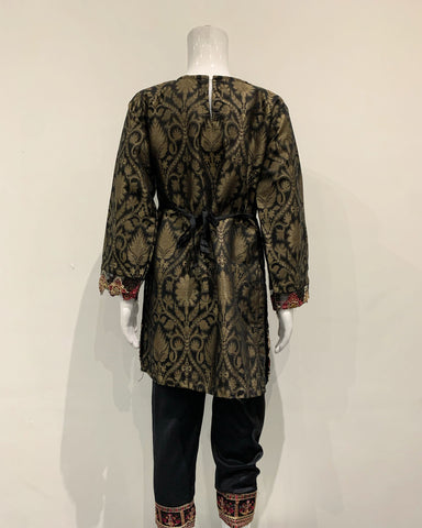 IVANA Designer Girls Black Premium Fancy Jacquard Kameez Suit