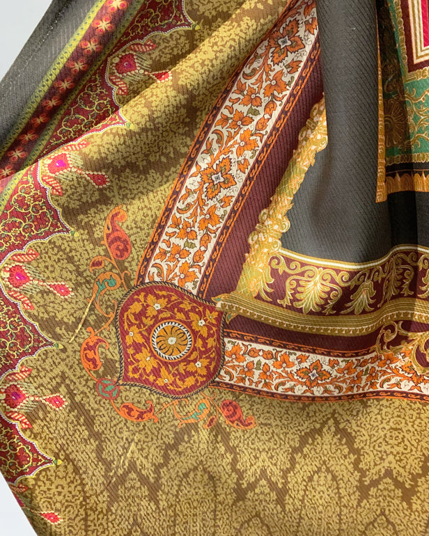 RAFIA Designer Deep Red Khaddar Embroidered Kameez Suit