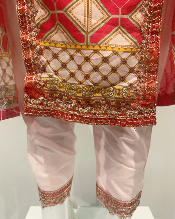 Ivana Designer Girls Red Slit Dress Suit