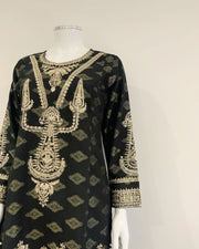 Black Ladies Designer Embroidered Cotton Printed Garara Suit