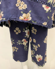 Simrans Ladies Digital Blue Floral Linen Suit