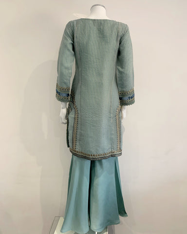 RAFIA Designer Pale Blue Fancy Jacquard Sharara Kameez Suit