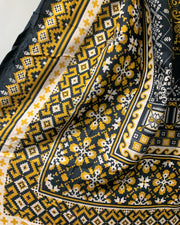 RAFIA Designer Mustard Black Khaddar Embroidered Kameez Suit