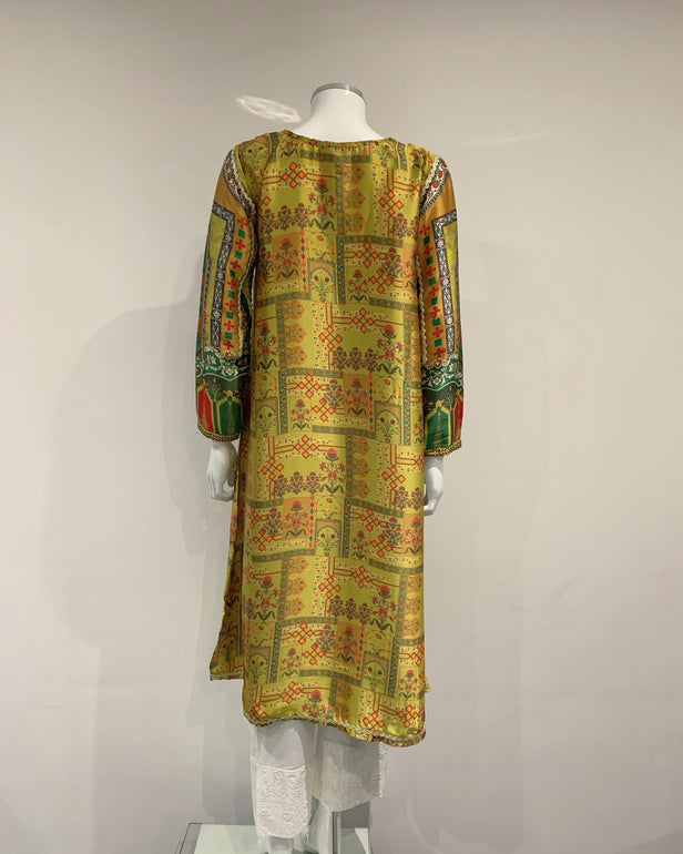 RAFIA Designer Spring Contrast Dress Digital Print Premium Silk Kurta