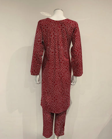 Simrans Red Block Print Trouser Suit