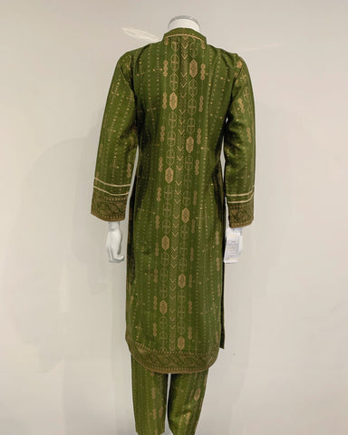 Simrans Kotail Soft Khaki Floral Winter Printed Suit