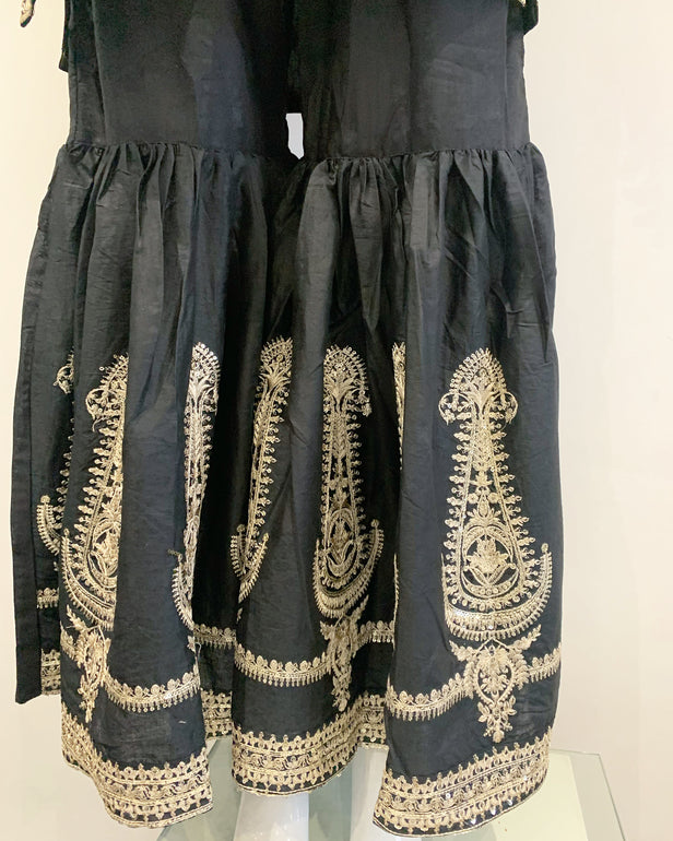 Black Ladies Designer Embroidered Cotton Printed Garara Suit