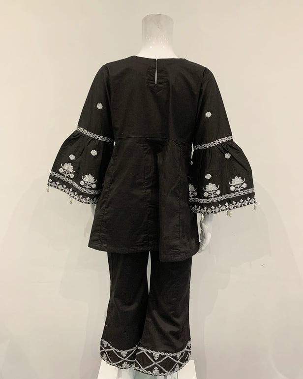 Simrans Black Girls Dress Embroidered Suit