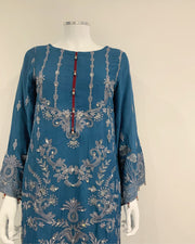 Ladies Jade Fancy Chiffon Embroidered Kameez Suit