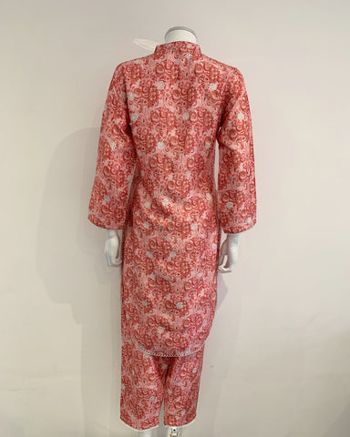 Simrans Blush Curved Printed Linen Suit