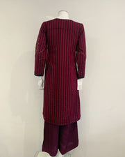 RAFIA Designer Plum Flary Trousers Kameez Suit
