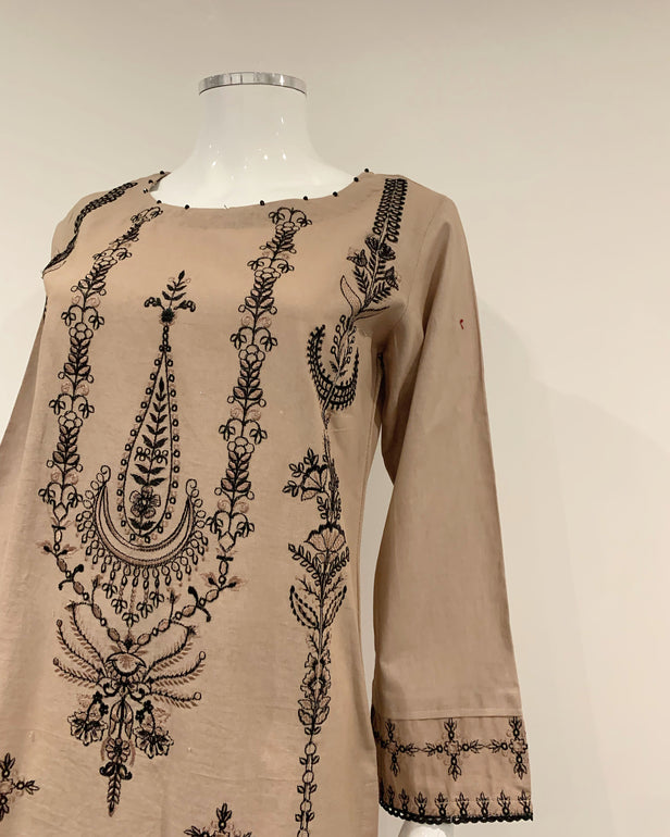 RAFIA Designer Biscuit Premium Khaddar Embroidered Kameez Suit