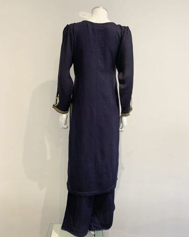 Ladies Navy Viscose Embellished Kameez Suit