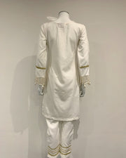 Dhanak White Warm Embroidered Kameez Suit with Shawl and Dupatta