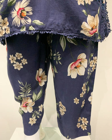 Simrans Girls Digital Blue Floral Linen Suit