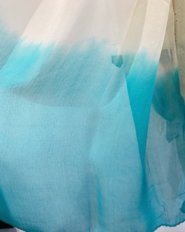 Girls White Contrast Chikan Kameez Suit