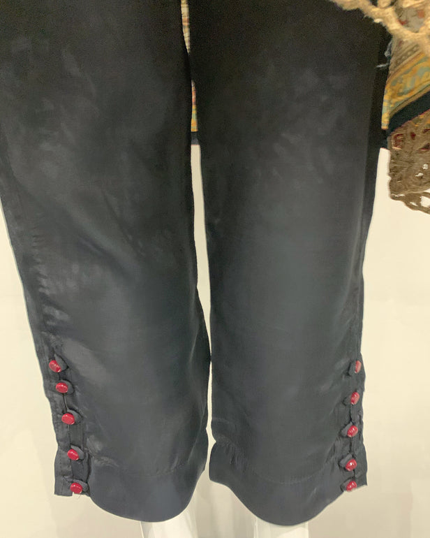 Premium Black Silk Girls Embezzled Frock Suit